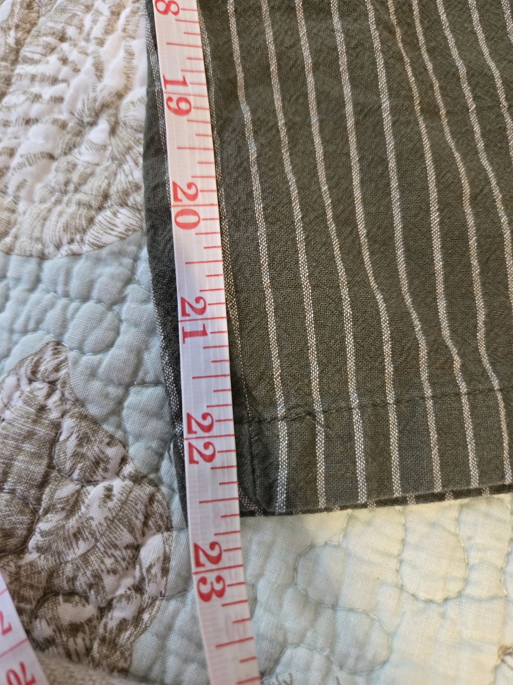 Olive Green Pinstripe Wide-Leg Loung Linen Blend Pants L - Picture 7 of 8